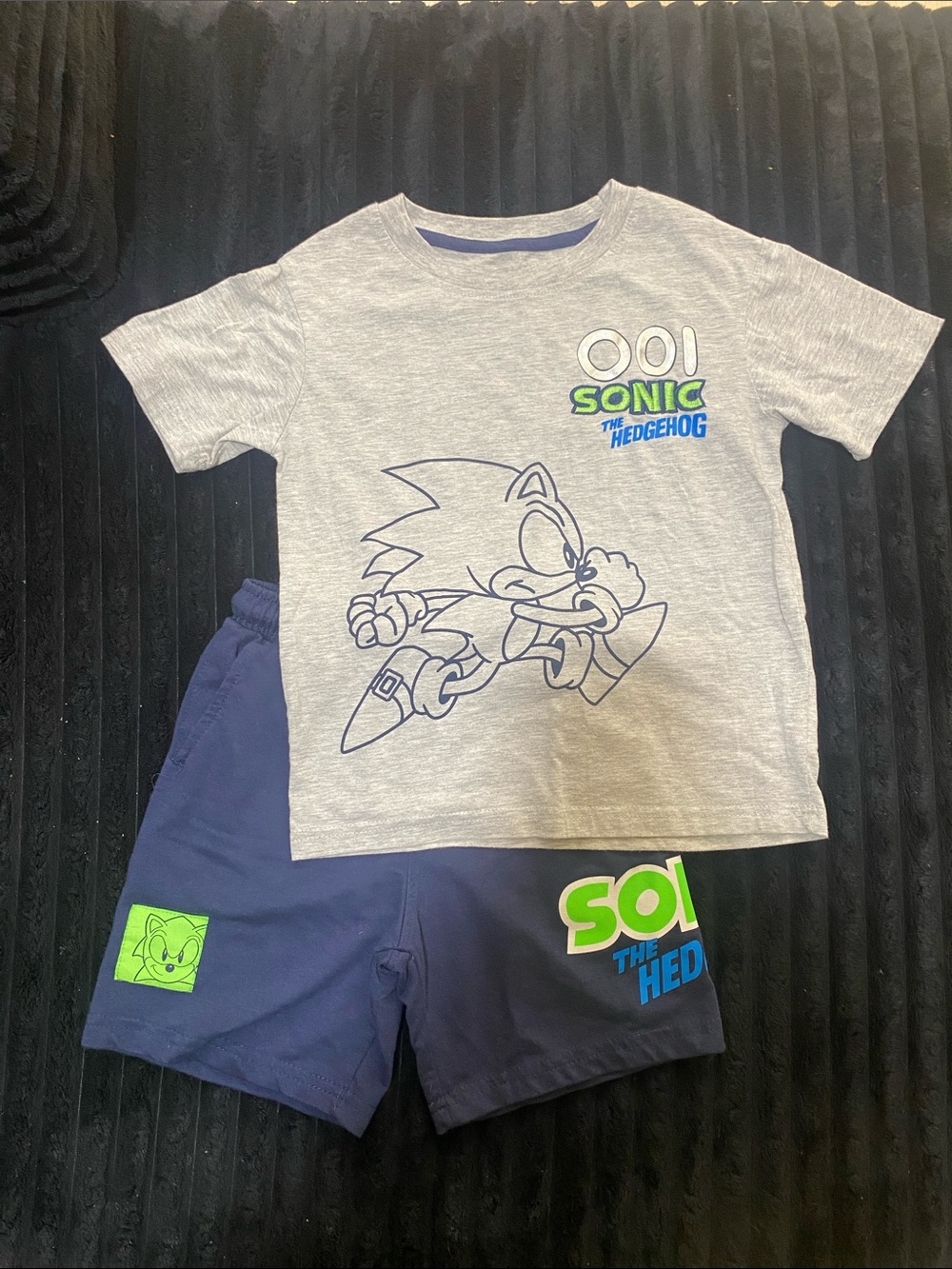 Sonic the Hedgehog Kids Matching Set in Gray & Navy